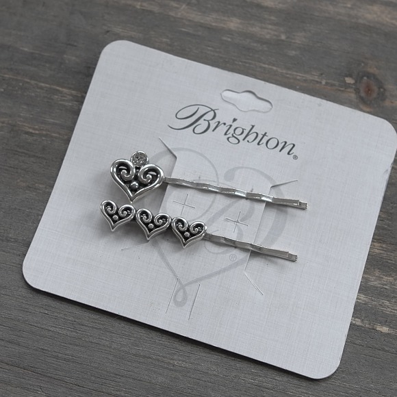 Brighton Accessories - Brighton Alcazar Hair Clips Bobby Pins Hearts Silver Plated Brand New